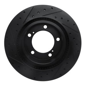 Lexus LX570 Brake Rotor (1) - Front Right - R1 Concepts - Drilled & Slotted - Black - `08-`21